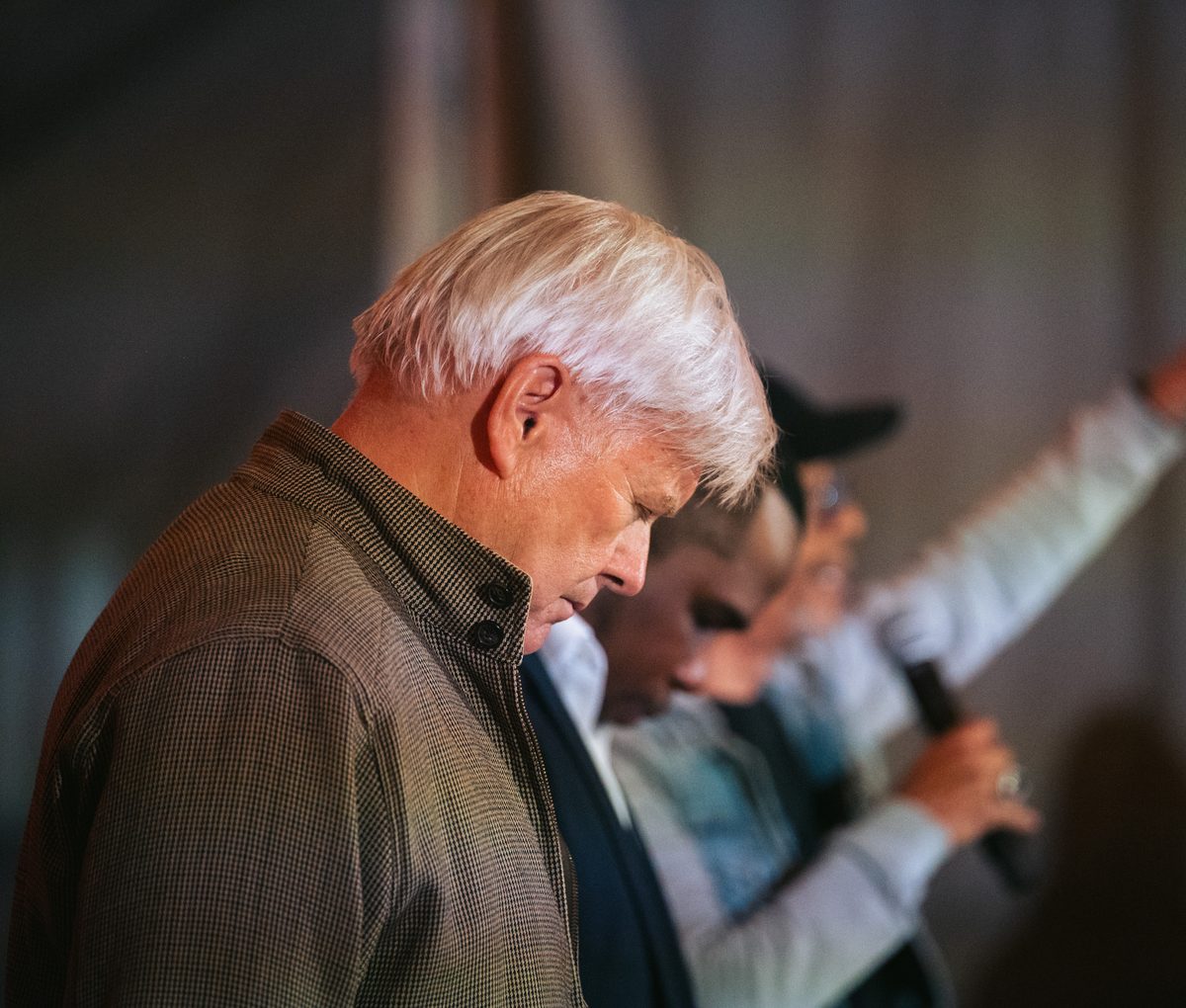 Prayer, heads bowed